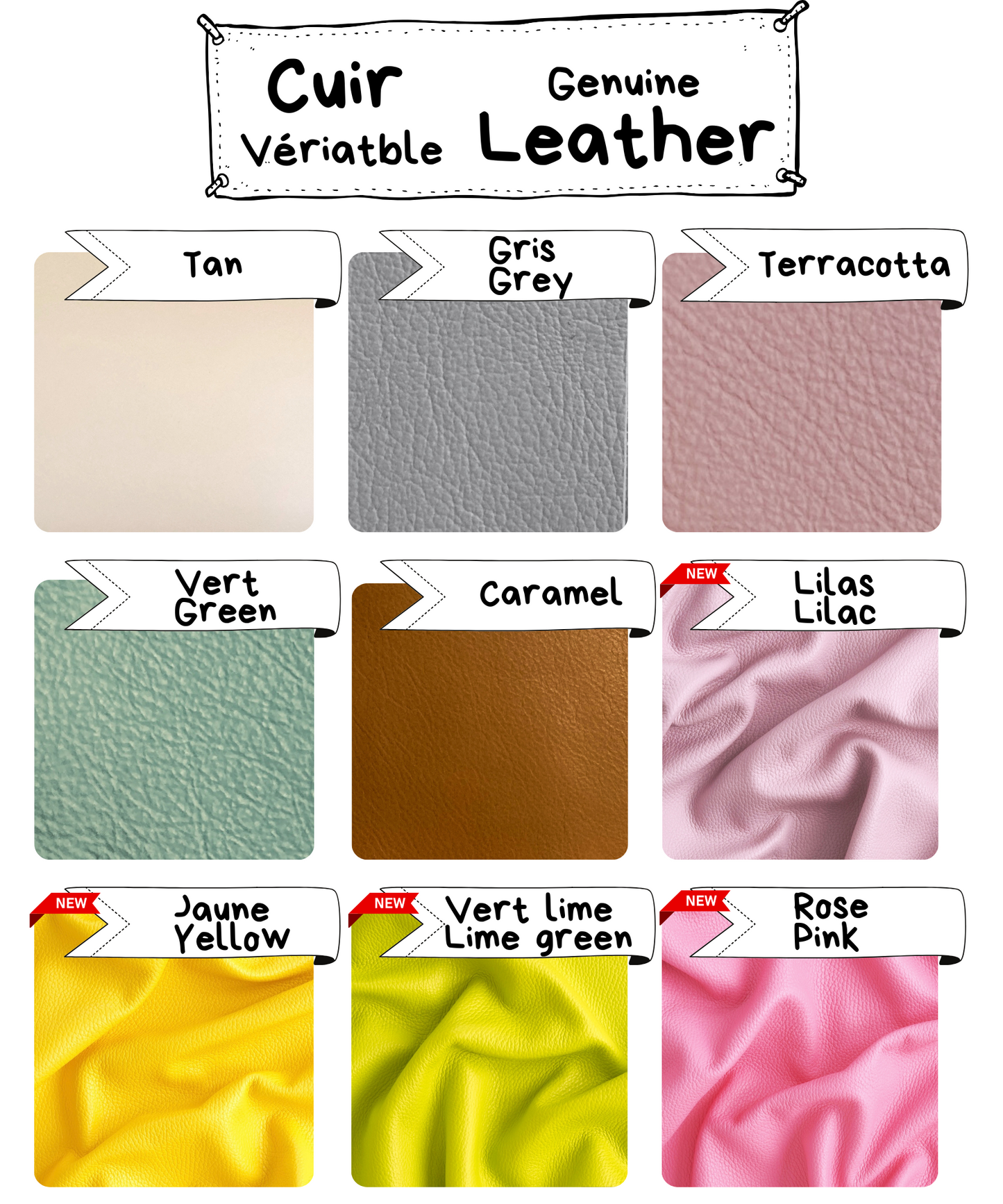 ÉTIQUETTES de NAISSANCE - Cuir VÉRITABLE
