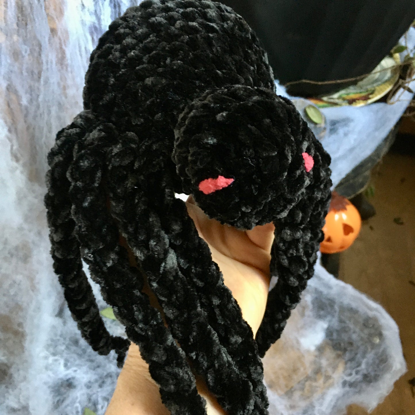 MIMI SPIDER VELVET - amigurumi araignée Noir