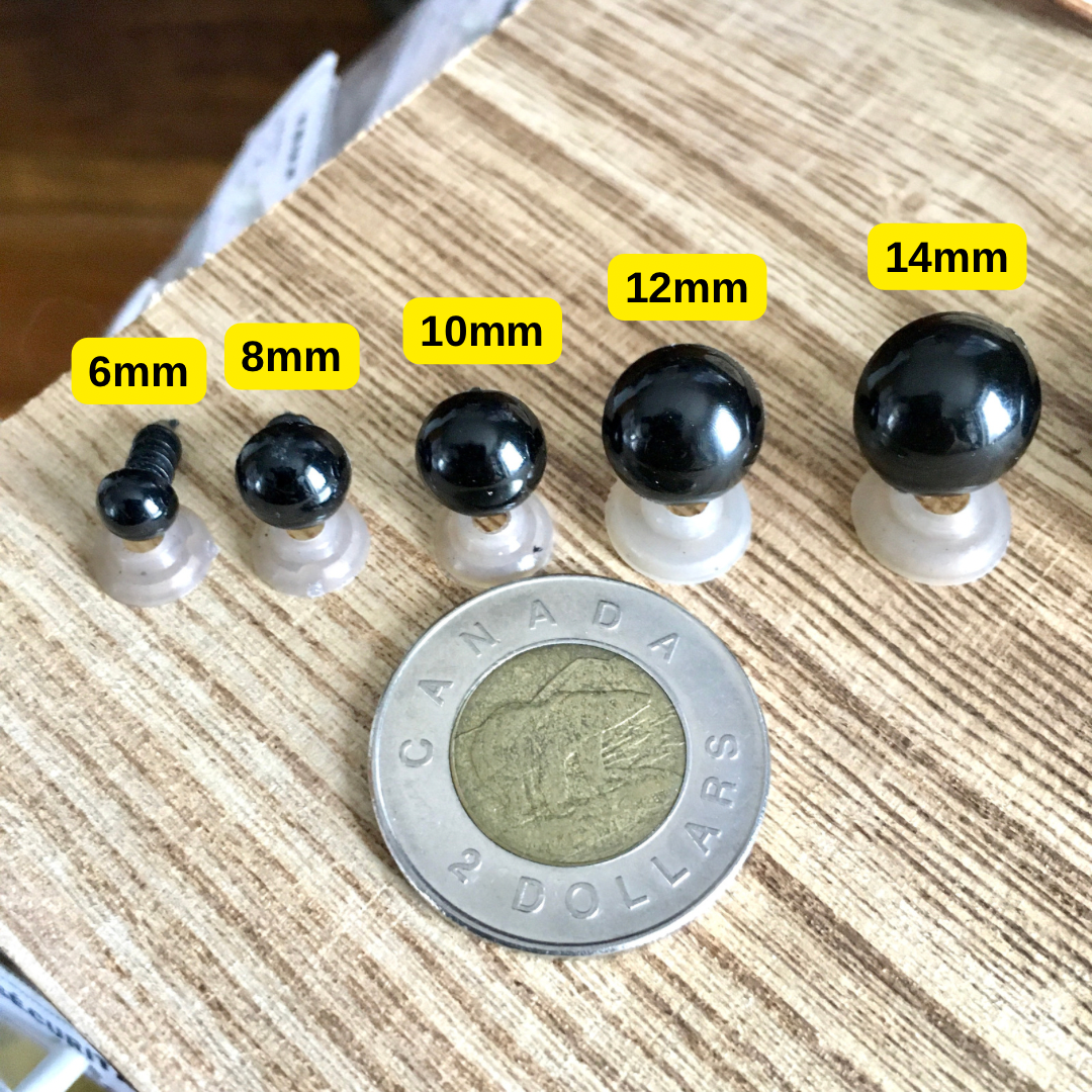 YEUX de SÉCURITÉ NOIR - ROND - 6mm à 30mm