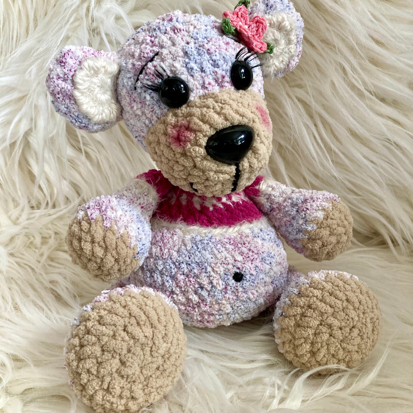 MINNIE L’OURSON - Lilas - peut être personnalisé en PELUCHE DE NAISSANCE