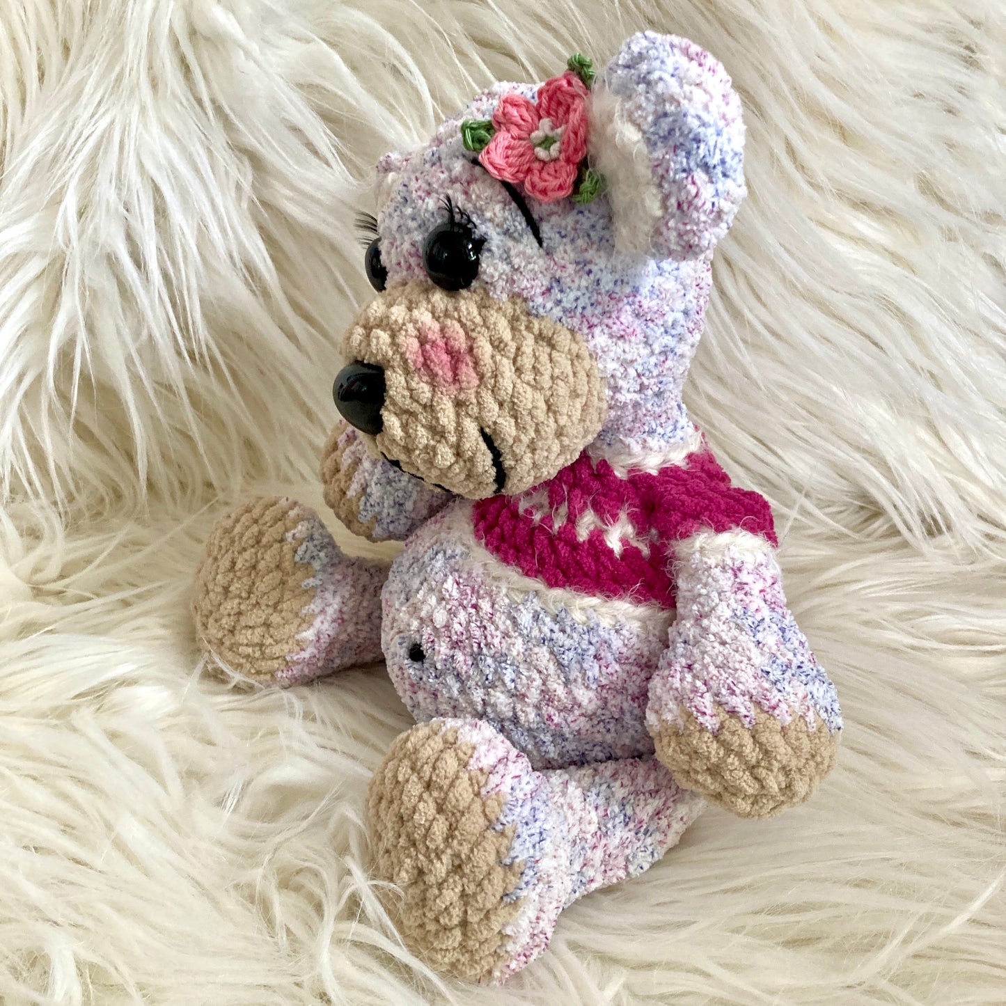 MINNIE L’OURSON - Lilas - peut être personnalisé en PELUCHE DE NAISSANCE