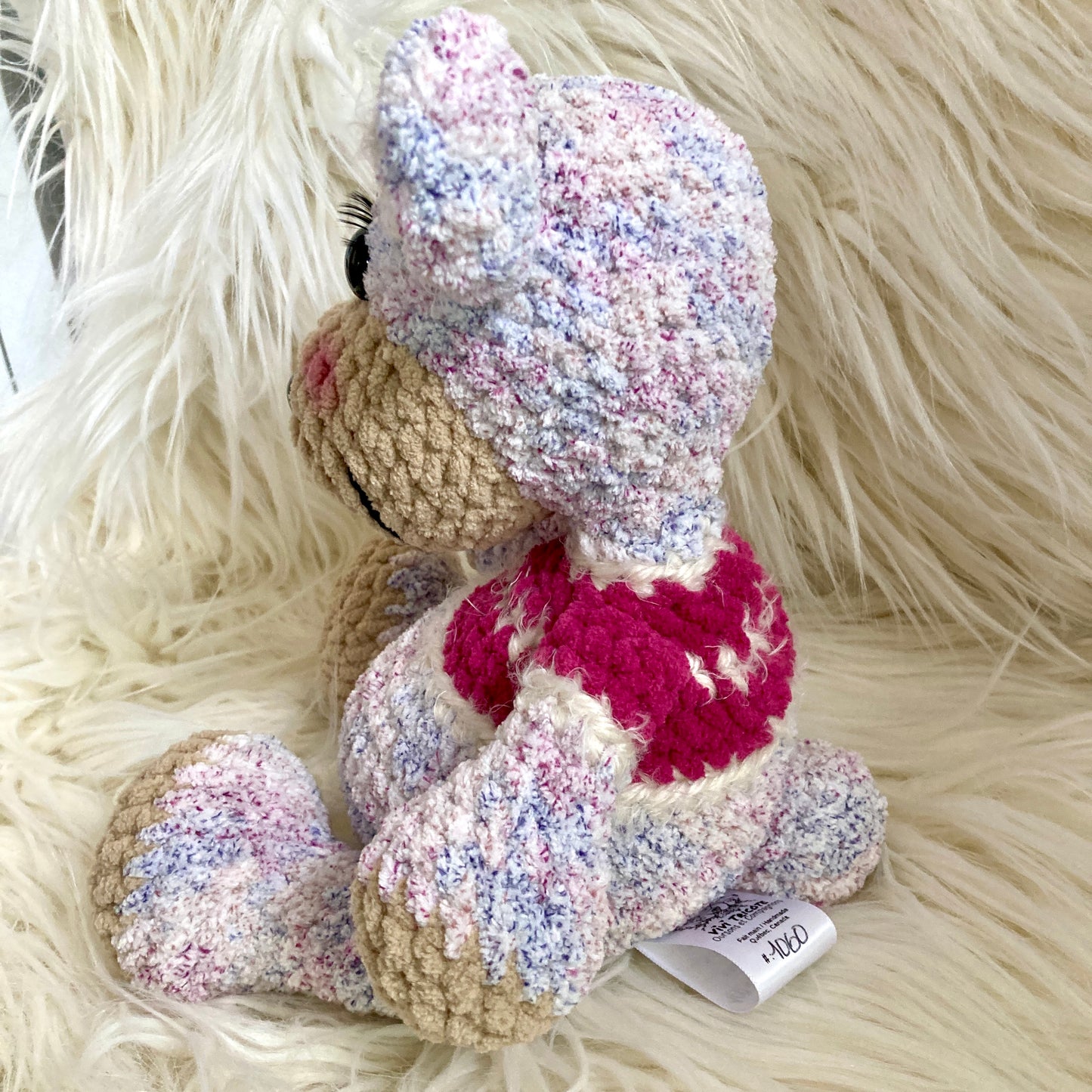 MINNIE L’OURSON - Lilas - peut être personnalisé en PELUCHE DE NAISSANCE