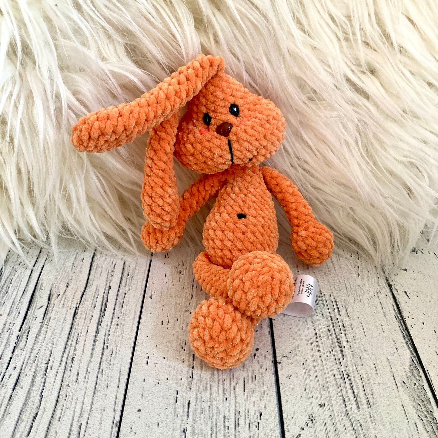 Petit PERLIN PINPIN le lapin hochet - Orange Bling-bling (#1049)