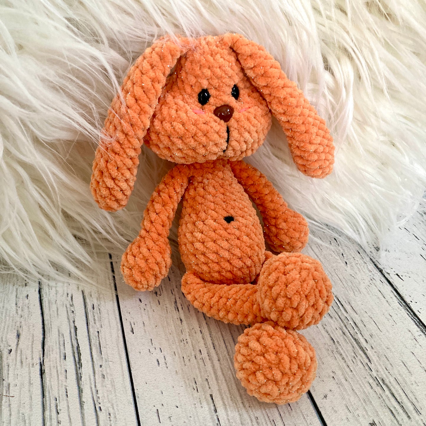 Petit PERLIN PINPIN le lapin hochet - Orange Bling-bling (#1049)