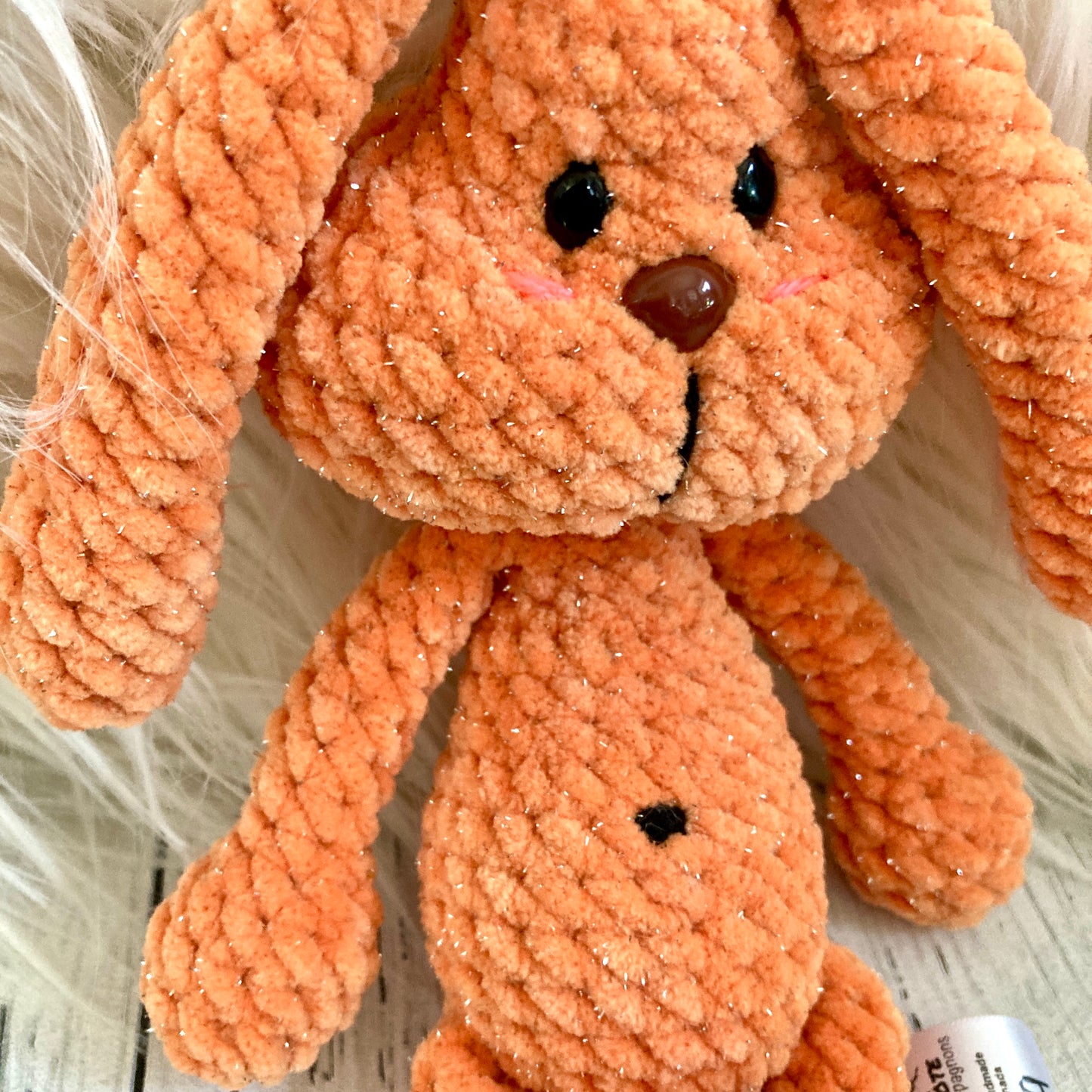 Petit PERLIN PINPIN le lapin hochet - Orange Bling-bling (#1049)