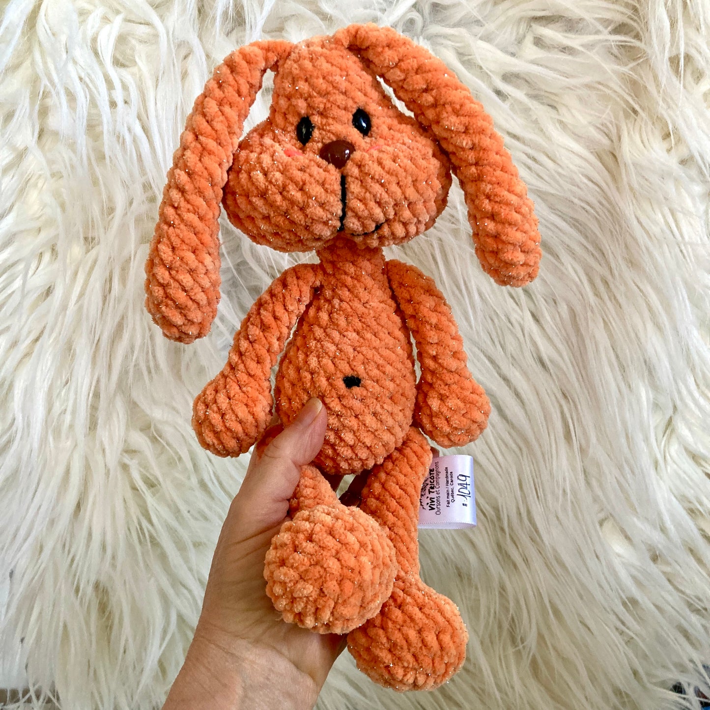 Petit PERLIN PINPIN le lapin hochet - Orange Bling-bling (#1049)