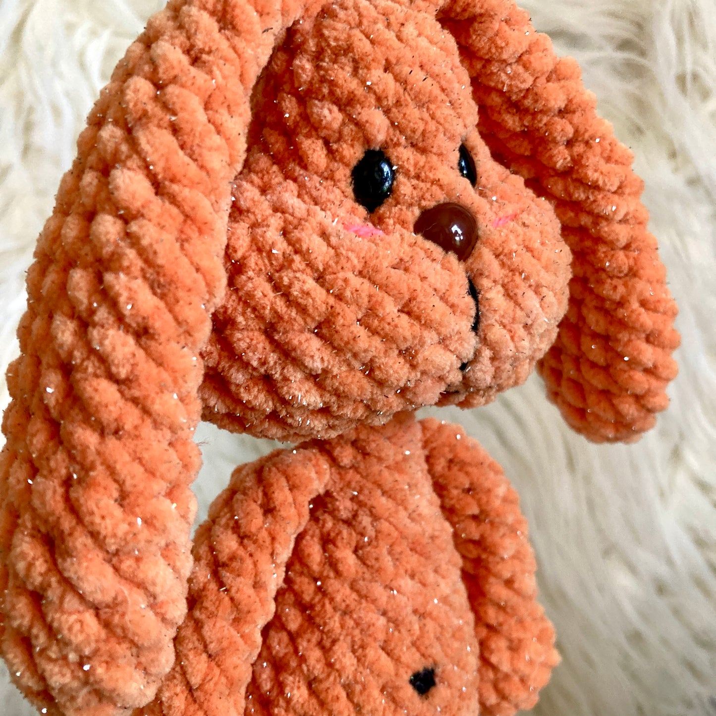 Petit PERLIN PINPIN le lapin hochet - Orange Bling-bling (#1049)