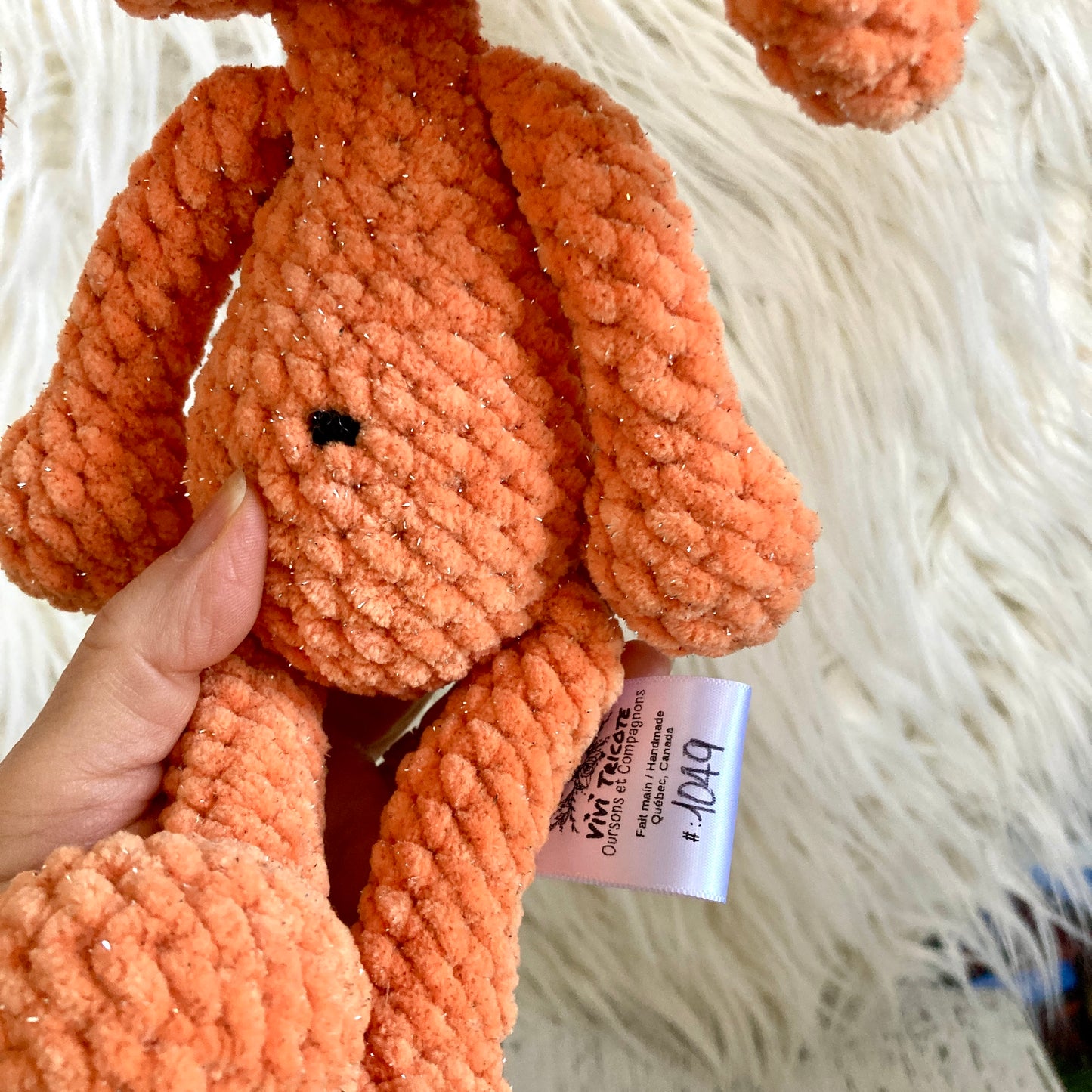Petit PERLIN PINPIN le lapin hochet - Orange Bling-bling (#1049)