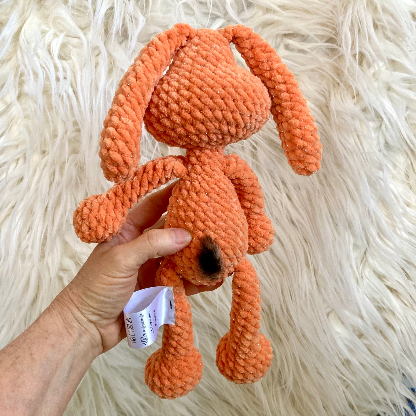 Petit PERLIN PINPIN le lapin hochet - Orange Bling-bling (#1049)