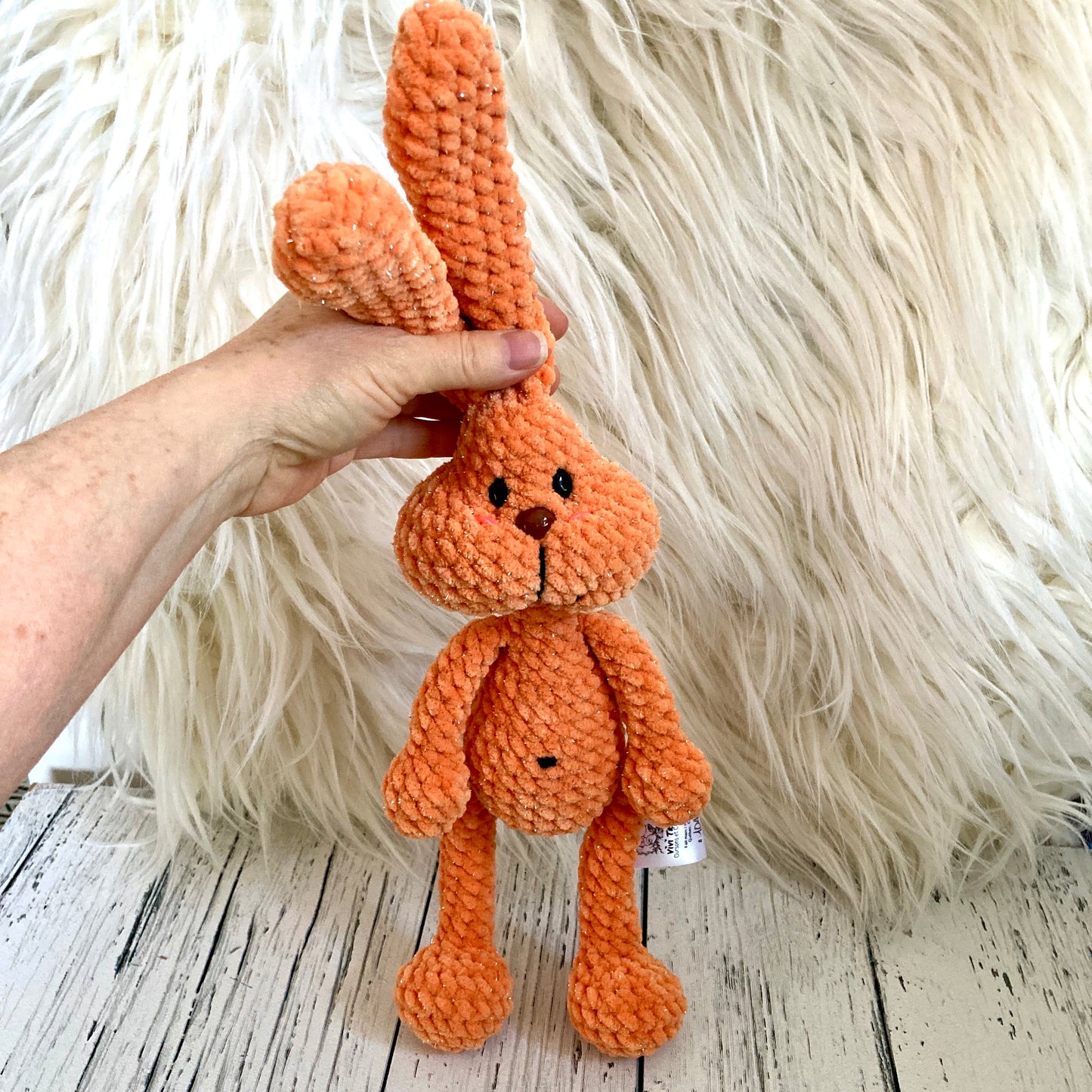 Petit PERLIN PINPIN le lapin hochet - Orange Bling-bling (#1049)