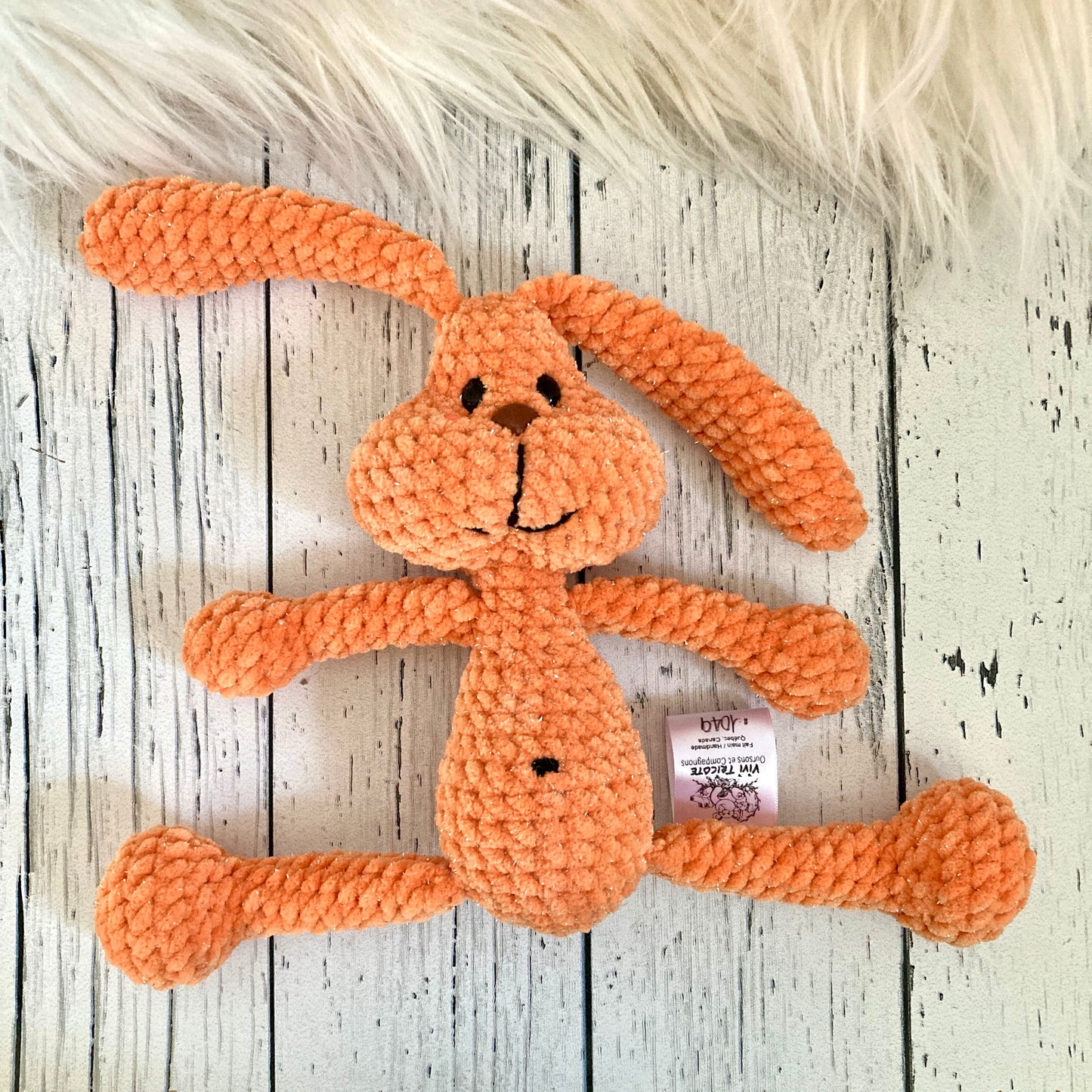 Petit PERLIN PINPIN le lapin hochet - Orange Bling-bling (#1049)