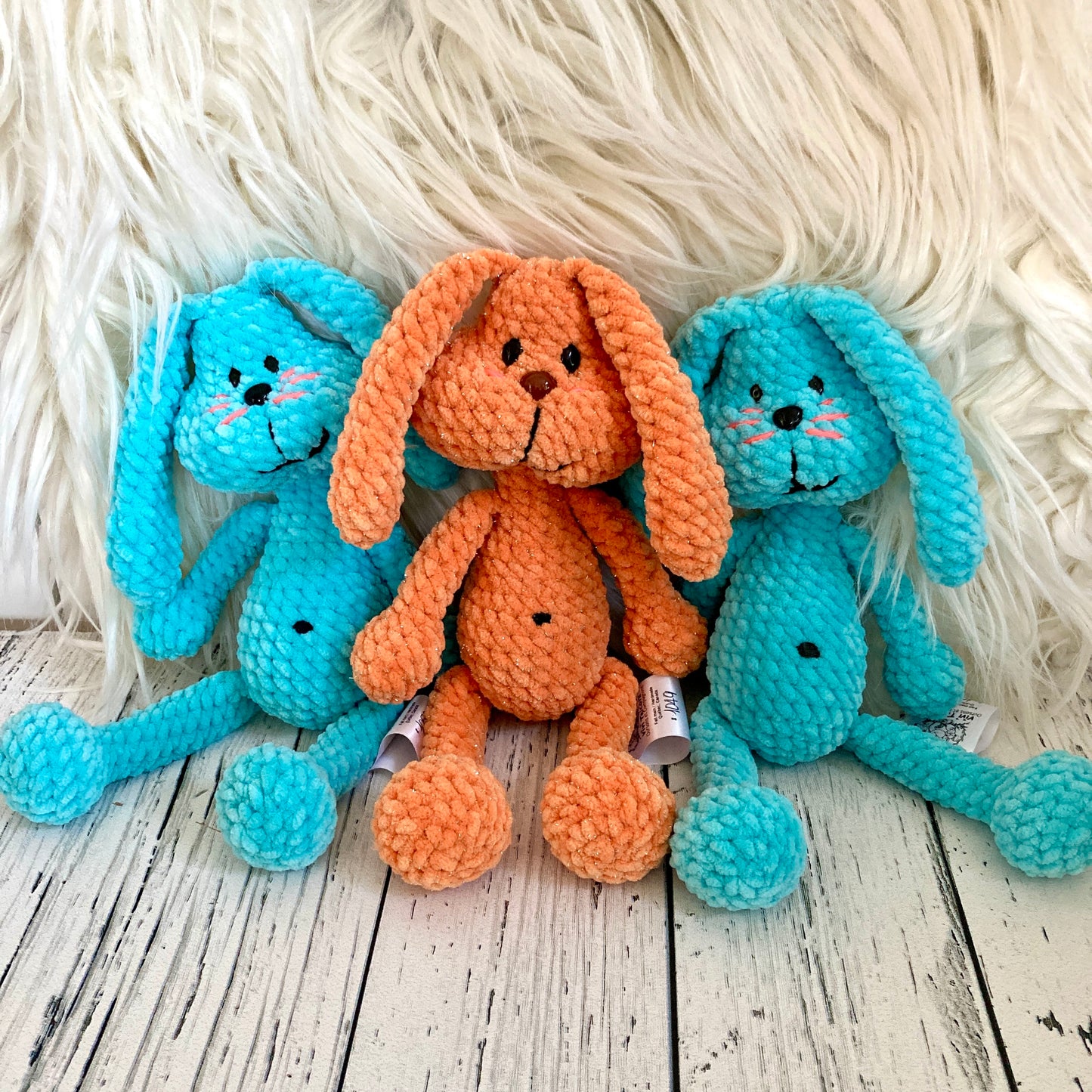 Petit PERLIN PINPIN le lapin hochet - Orange Bling-bling (#1049)