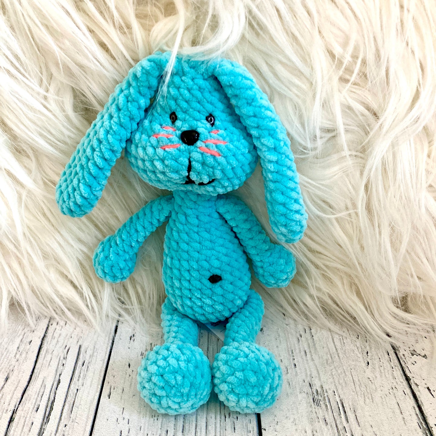 Petit PERLIN PINPIN le lapin hochet - Bleu cyan (#1050-#1051)