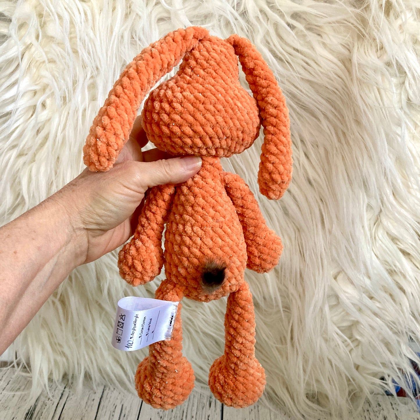 Petit PERLIN PINPIN le lapin hochet - Orange Bling-bling (#1040)
