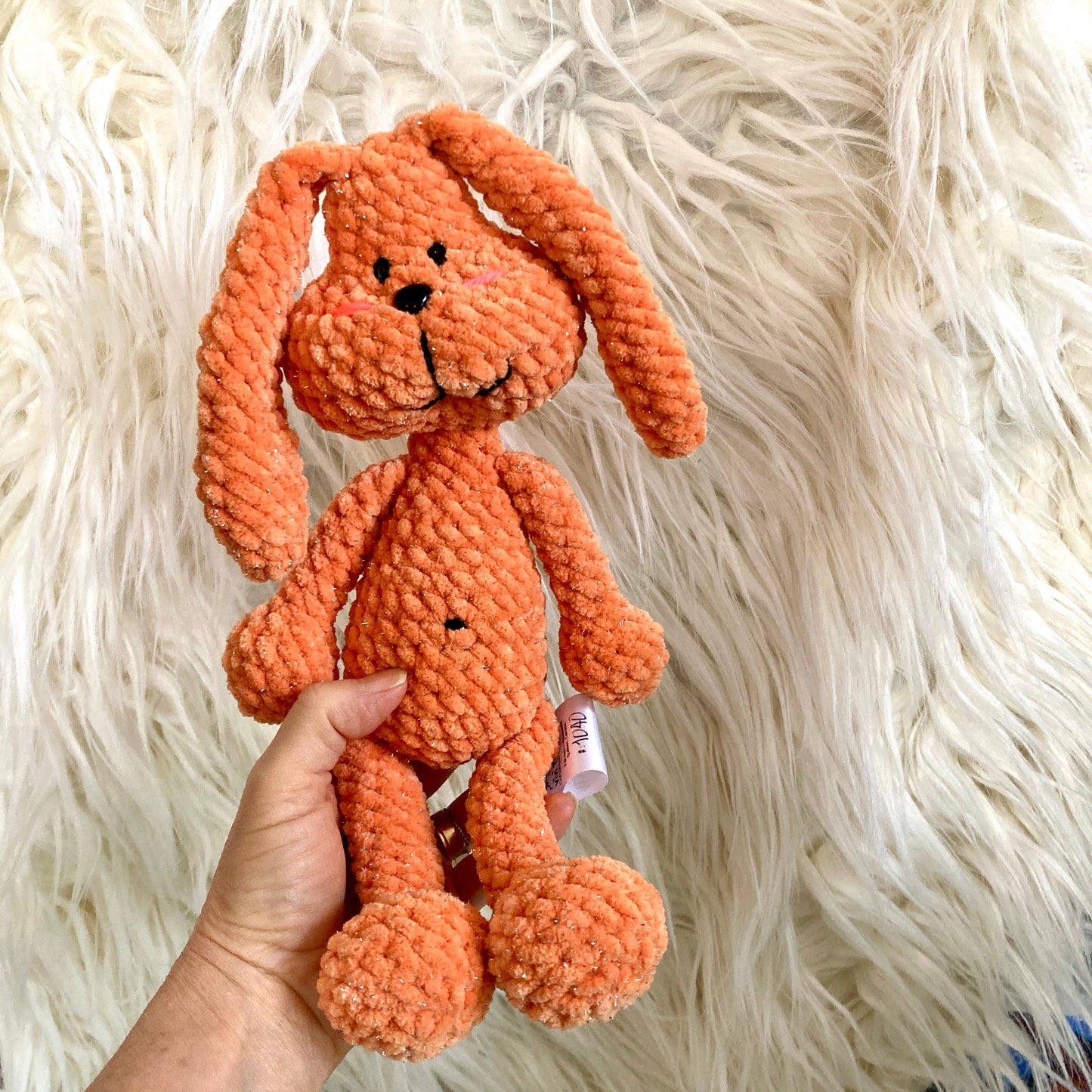Petit PERLIN PINPIN le lapin hochet - Orange Bling-bling (#1040)