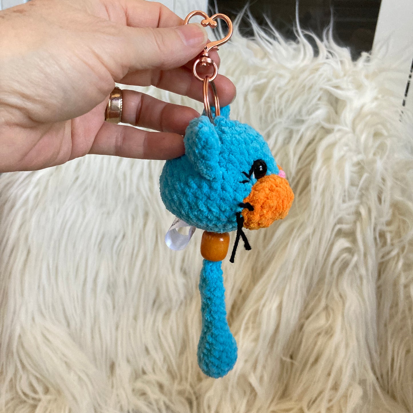 PORTE-CLÉS BONO LE CHATON bleu et orange