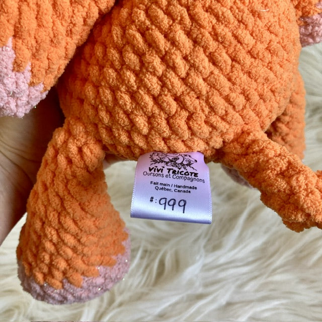 DADA THE ORANGE CARROT ELEPHANT with a big belly - can be personalized as a BIRTH SOFT TOY