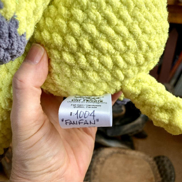 FANFAN THE SPARKLING YELLOW ELEPHANT with big belly - can be personalized as a BIRTH SOFT TOY