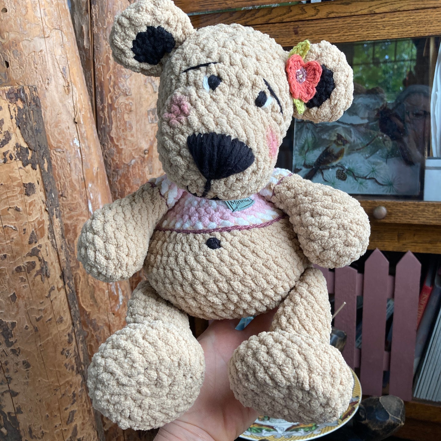 MINNIE THE BEAR - big belly amigurumi - can be personalized as a BIRTH SOFT TOY
