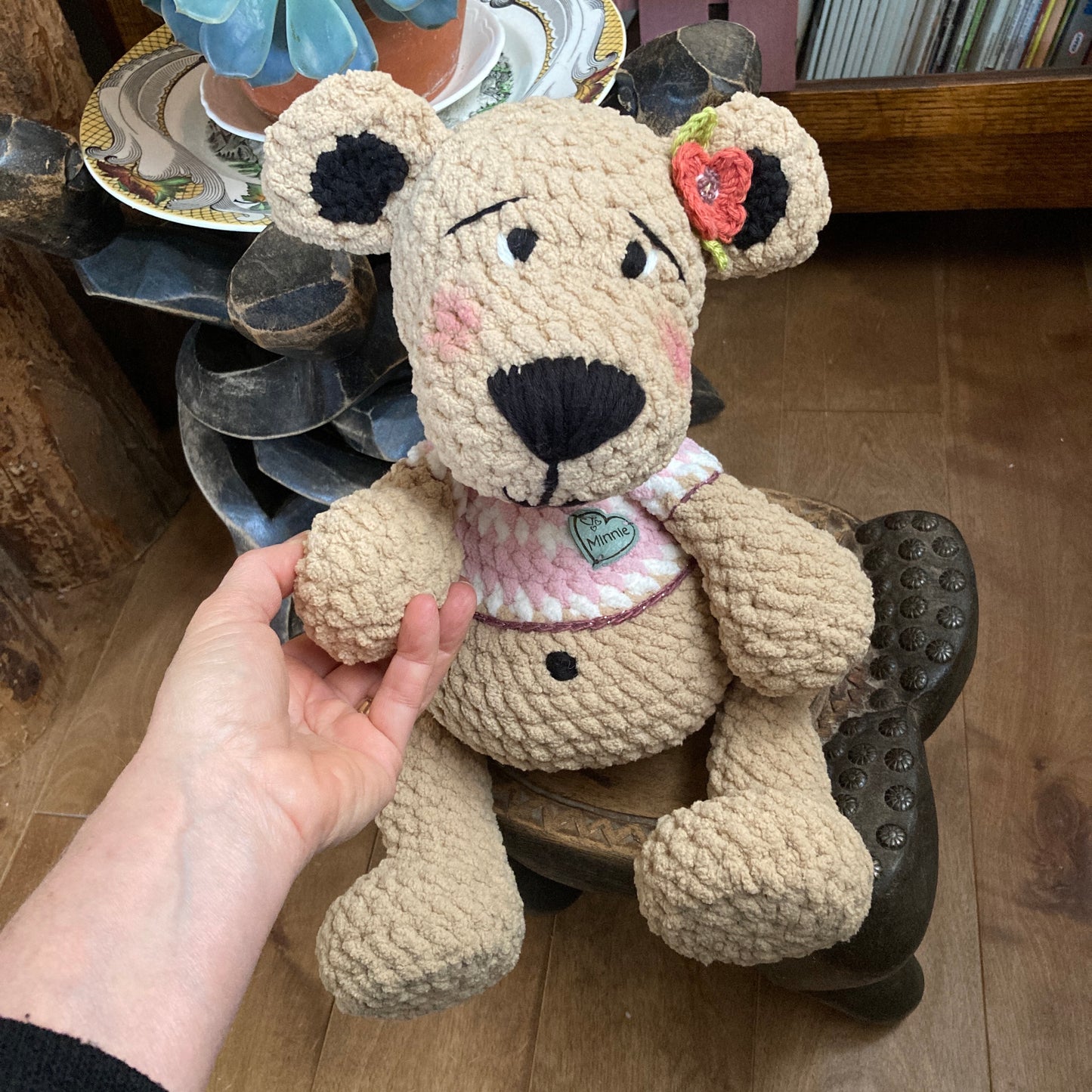 MINNIE THE BEAR - big belly amigurumi - can be personalized as a BIRTH SOFT TOY