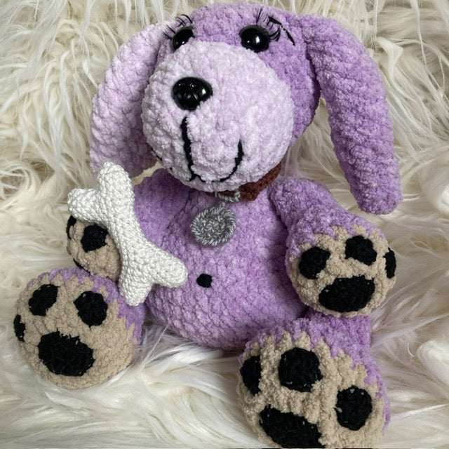 NELLY LE CHIEN - amigurumi à grosse bedaine - peut être personnalisé en PELUCHE DE NAISSANCE (#1020)