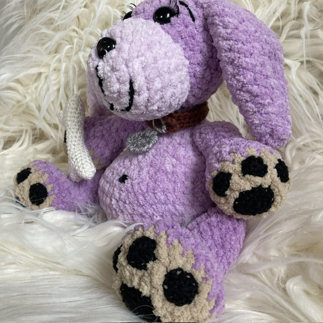 NELLY LE CHIEN - amigurumi à grosse bedaine - peut être personnalisé en PELUCHE DE NAISSANCE (#1020)