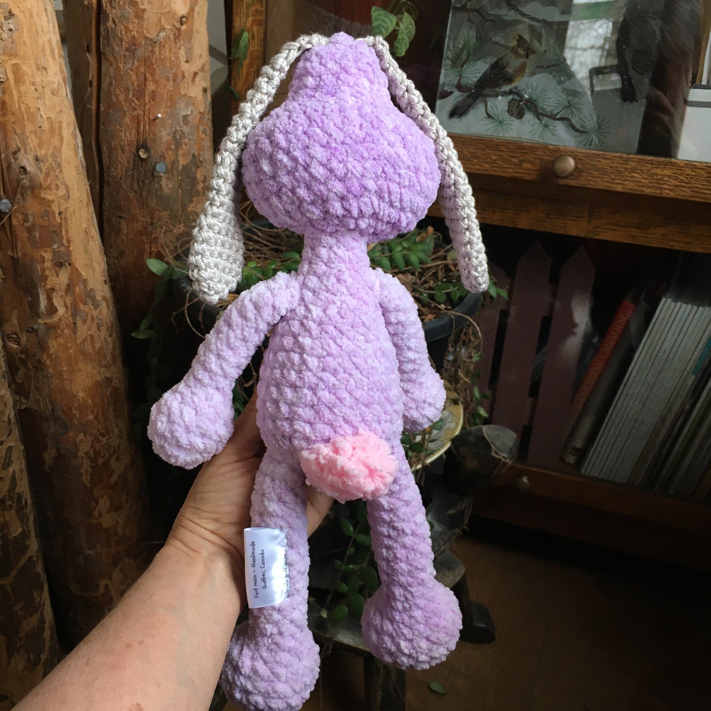 PERLIN PINPIN le lapin Squeeze-it aux oreilles tombantes- Lilas et beige (#886)