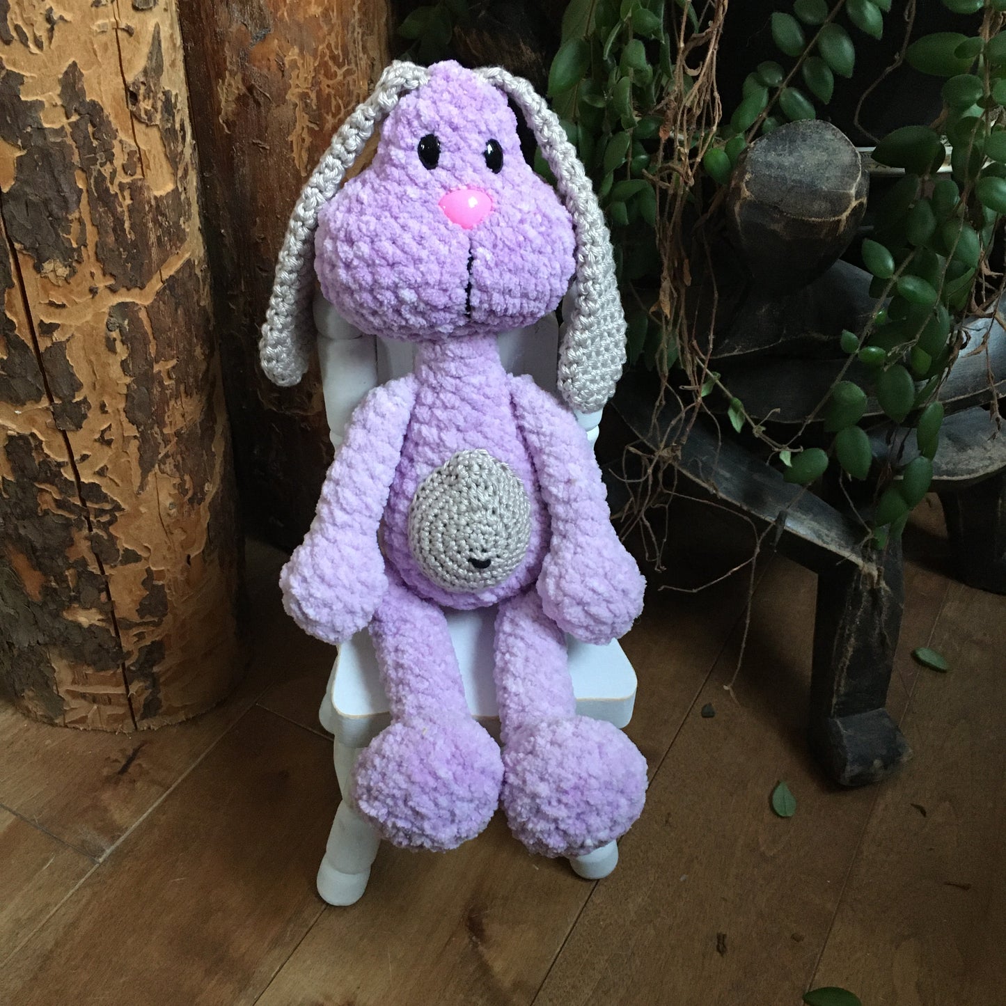 PERLIN PINPIN le lapin Squeeze-it aux oreilles tombantes- Lilas et beige (#886)