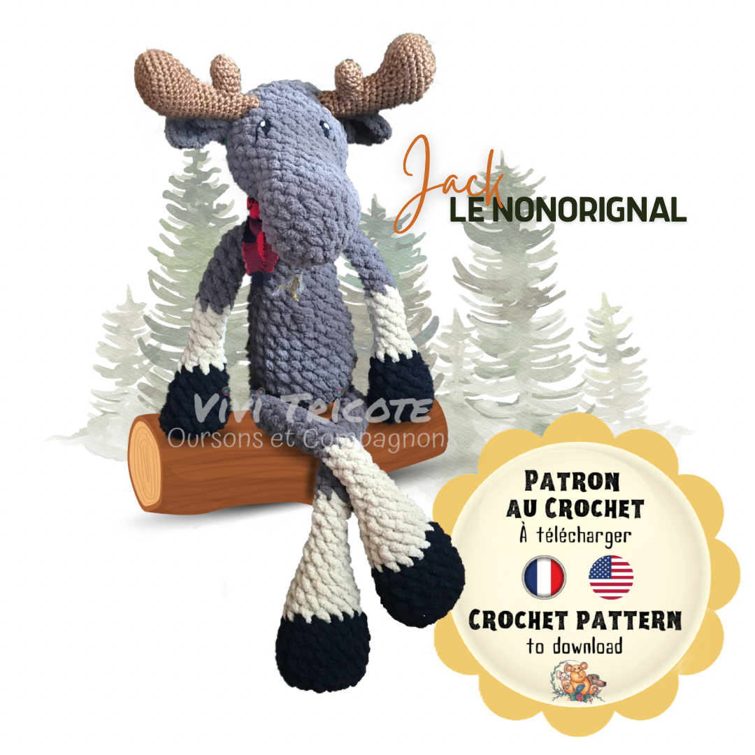 Jack le Nonorignal / the Moomoose - PATRON AU CROCHET à télécharger, PDF Français ou anglais