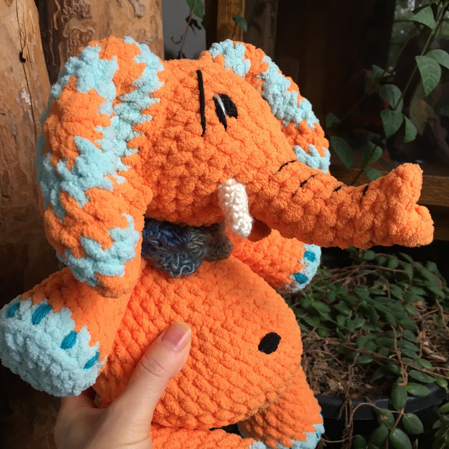 Orangina The elephant with Big Belly, Orange and Aqua, can be personalized in doggies
