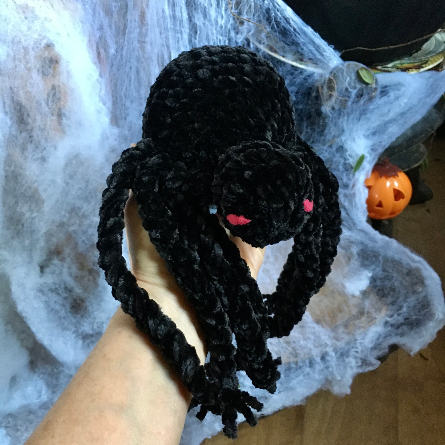 MIMI SPIDER VELVET - amigurumi araignée Noir
