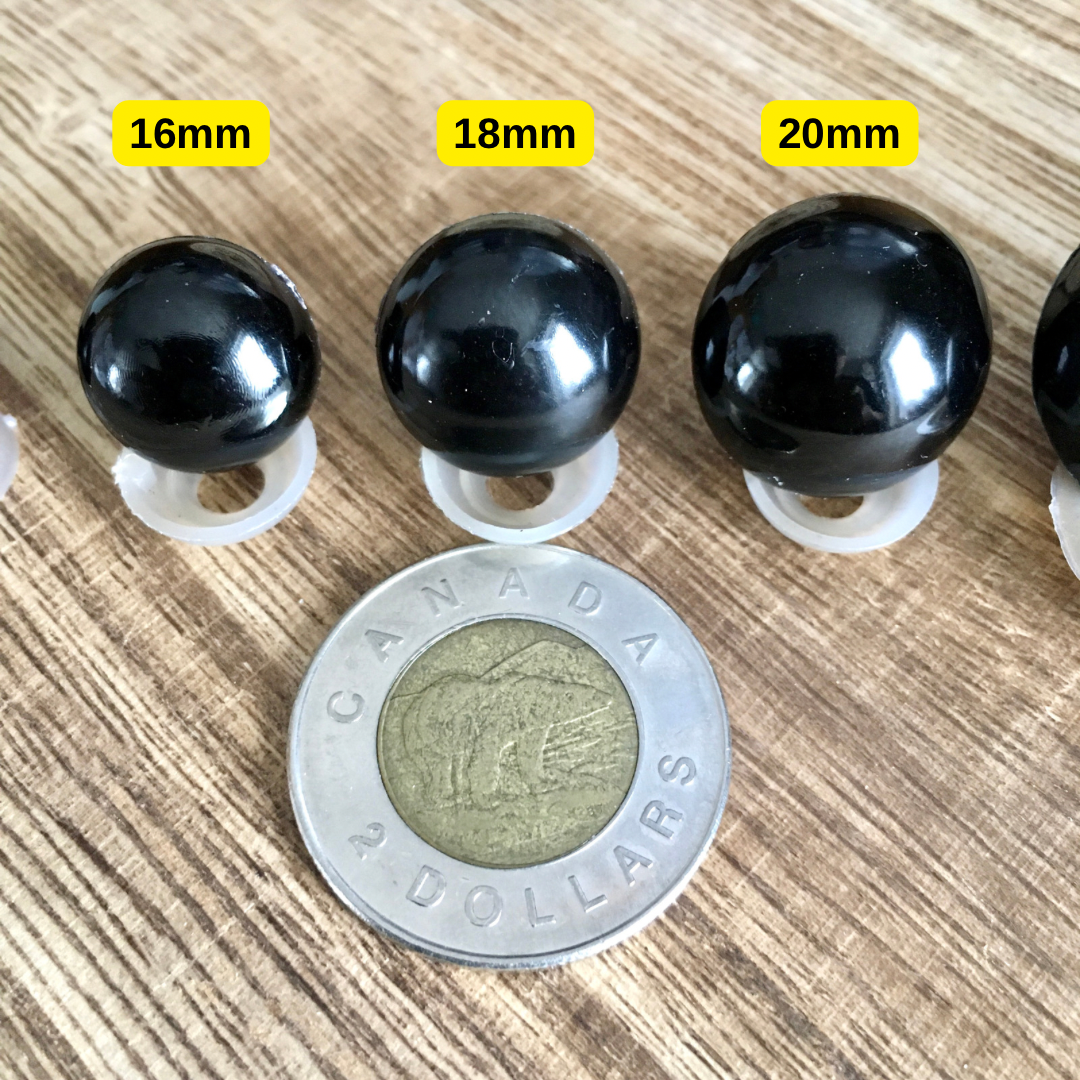 YEUX de SÉCURITÉ NOIR - ROND - 6mm à 30mm