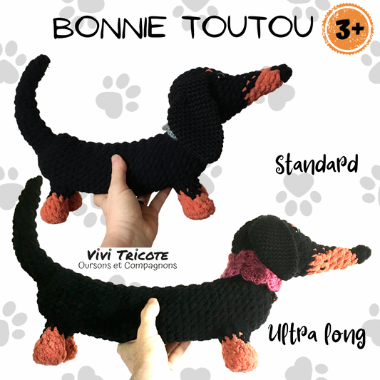 PRÉ COMMANDE - BONNIE TOUTOU, peluche teckel standard ou ultra longue