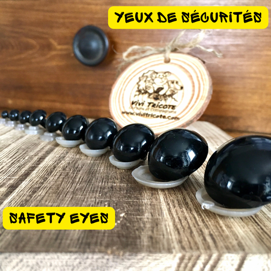 YEUX de SÉCURITÉ NOIR - ROND - 6mm à 30mm