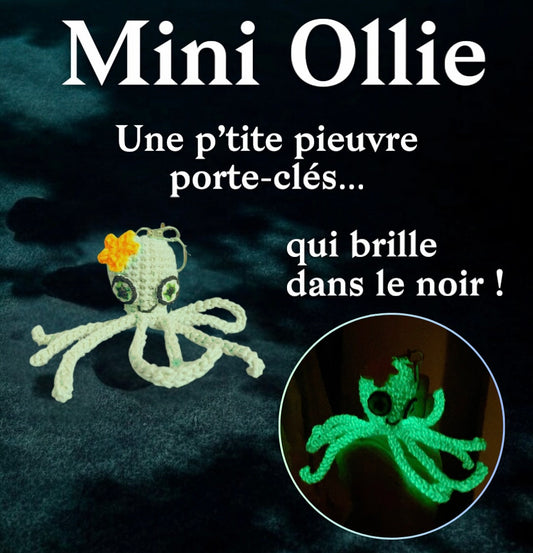 PORTE-CLÉS MINI OLLIE LA PIEUVRE VERTE - Amigurumi qui BRILLE DANS LE NOIR