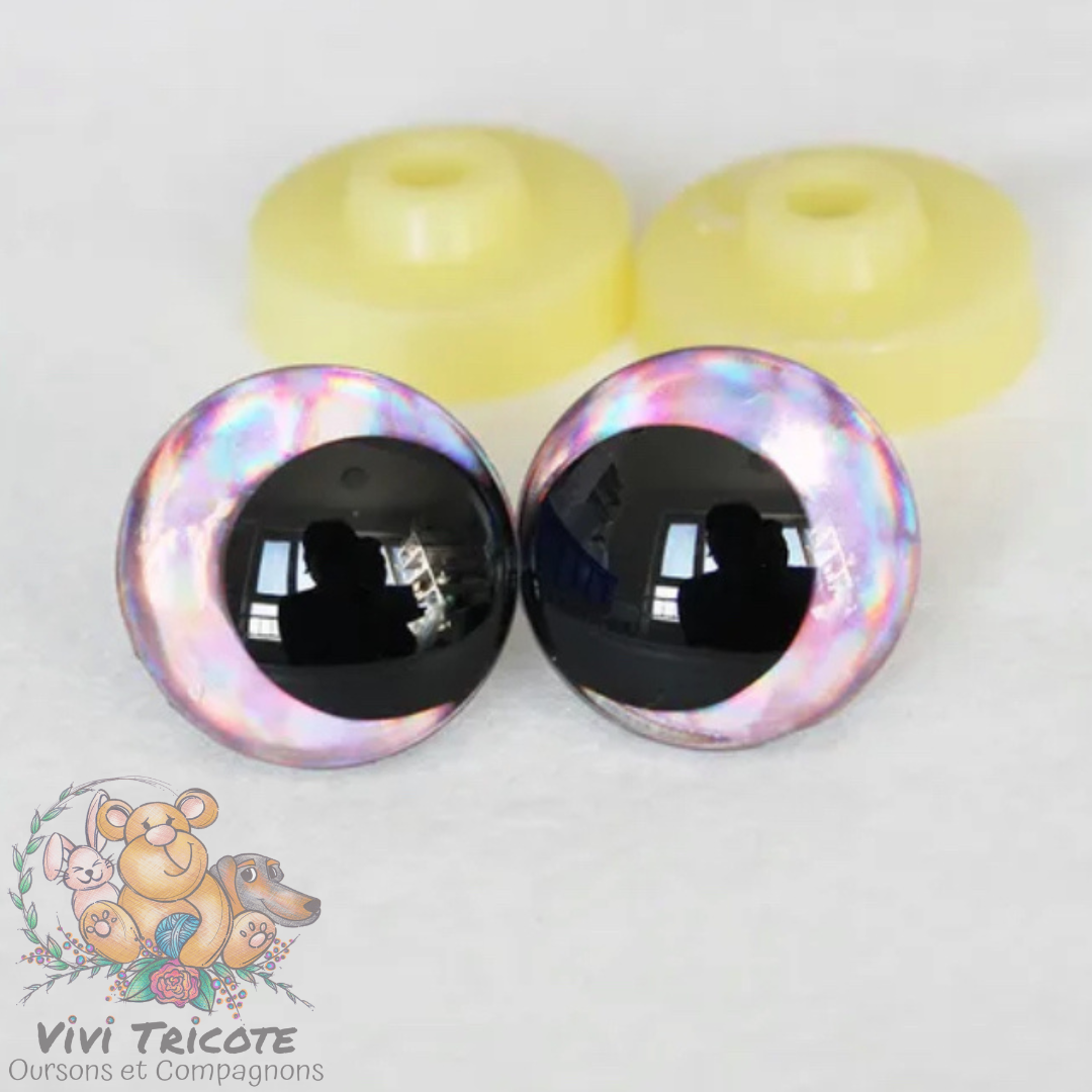 YEUX 3D DEMI-LUNE Rose light - 14mm - 16mm - 18mm - 20mm -25mm - 30mm - 35mm