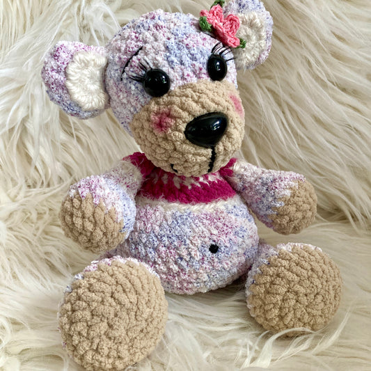 MINNIE L’OURSON - Lilas - peut être personnalisé en PELUCHE DE NAISSANCE