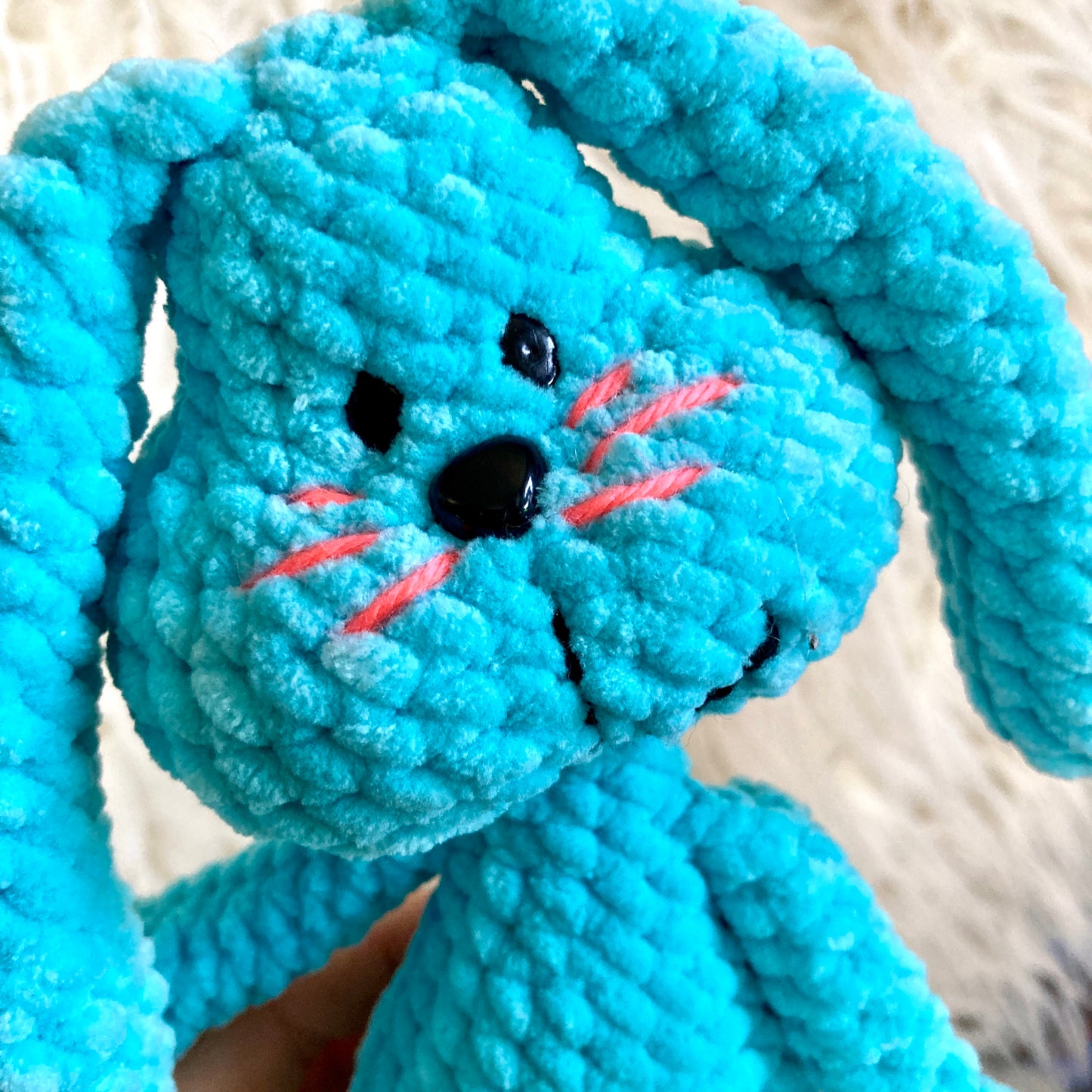 Petit PERLIN PINPIN le lapin hochet - Bleu cyan (#1050-#1051)