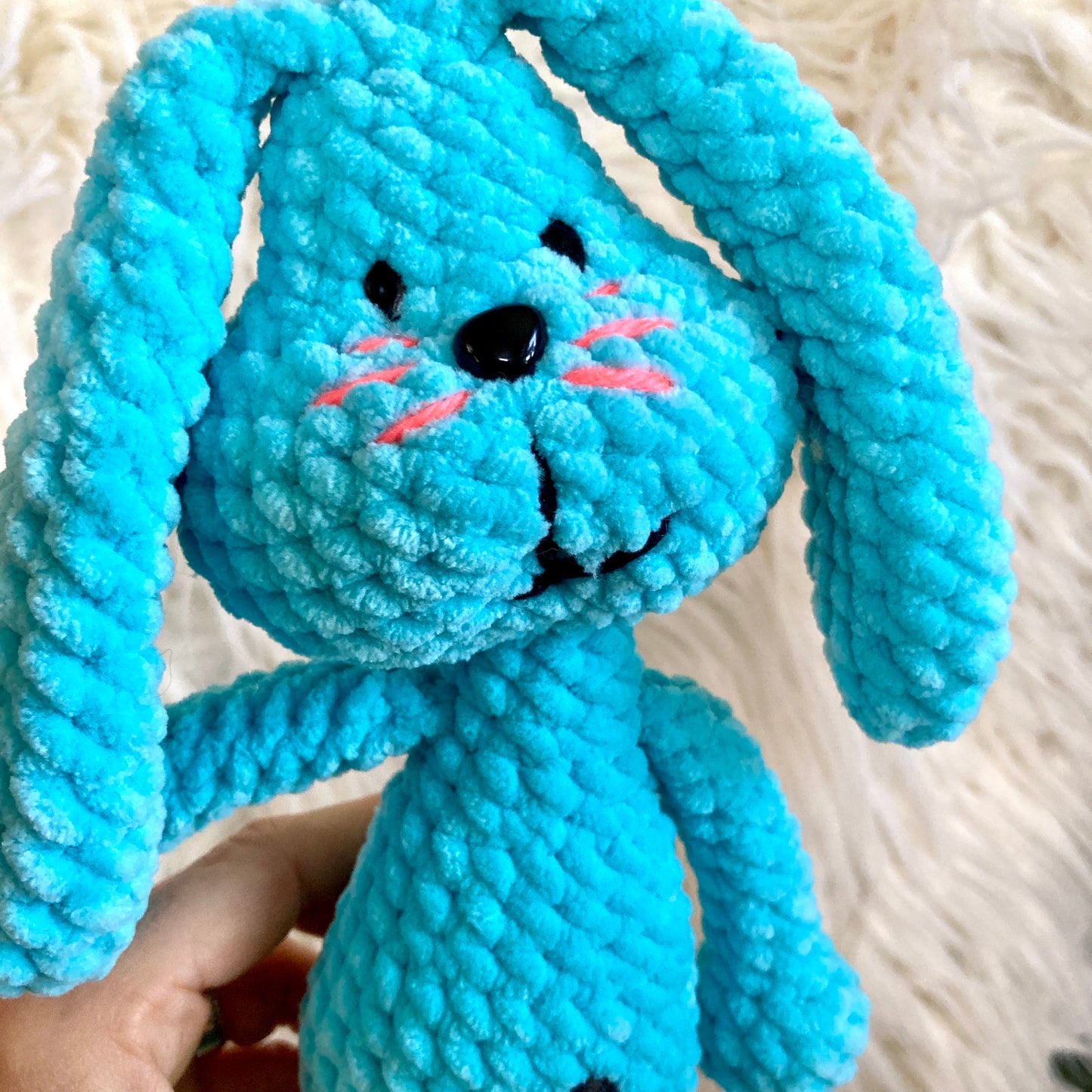Petit PERLIN PINPIN le lapin hochet - Bleu cyan (#1050-#1051)
