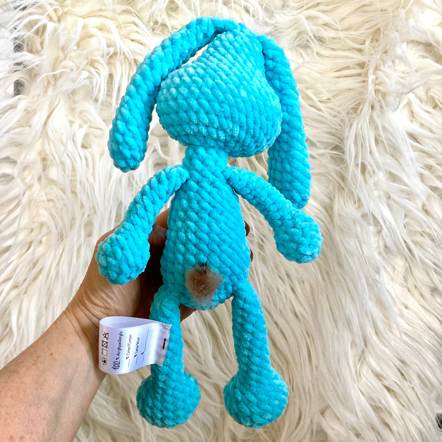 Petit PERLIN PINPIN le lapin hochet - Bleu cyan (#1050-#1051)