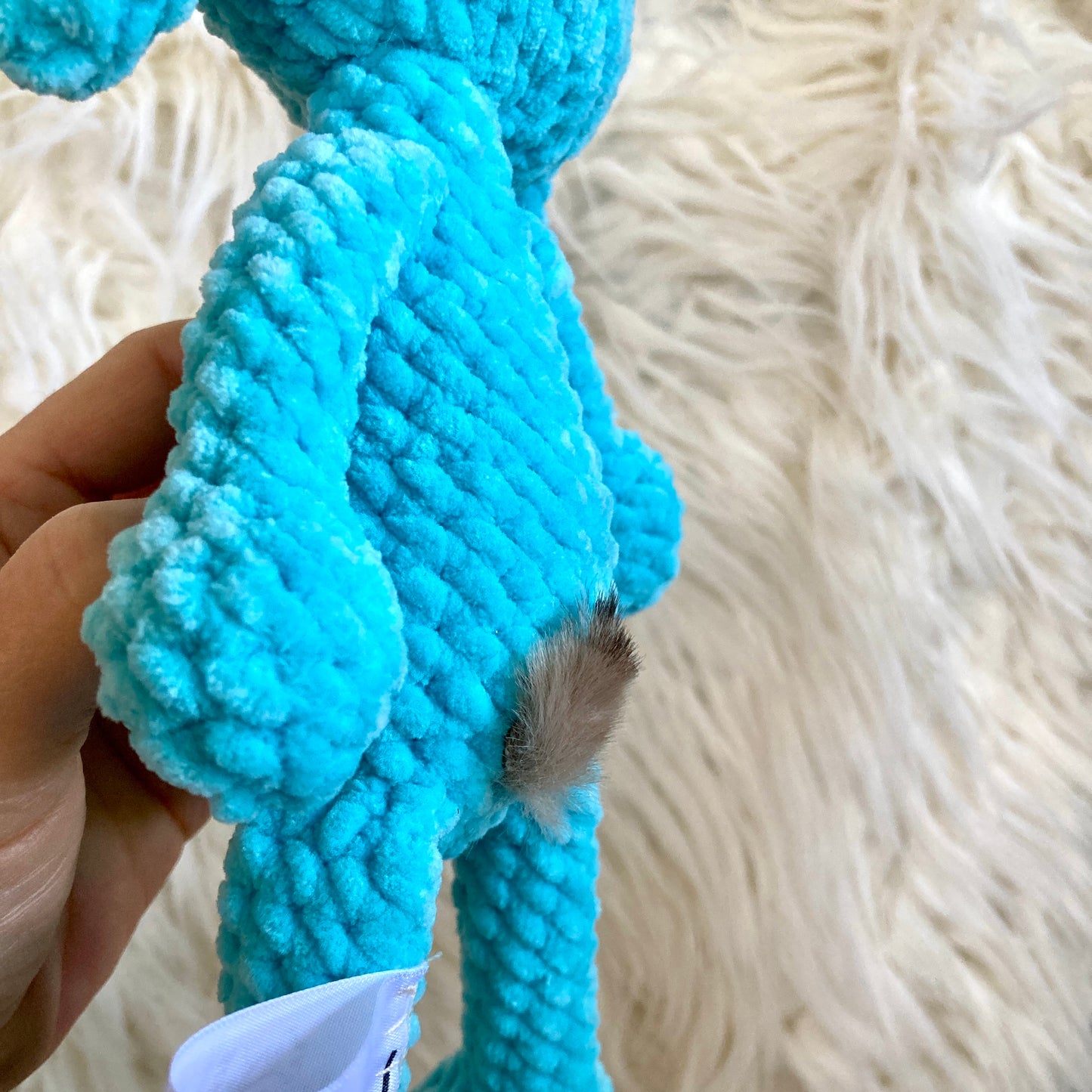 Petit PERLIN PINPIN le lapin hochet - Bleu cyan (#1050-#1051)