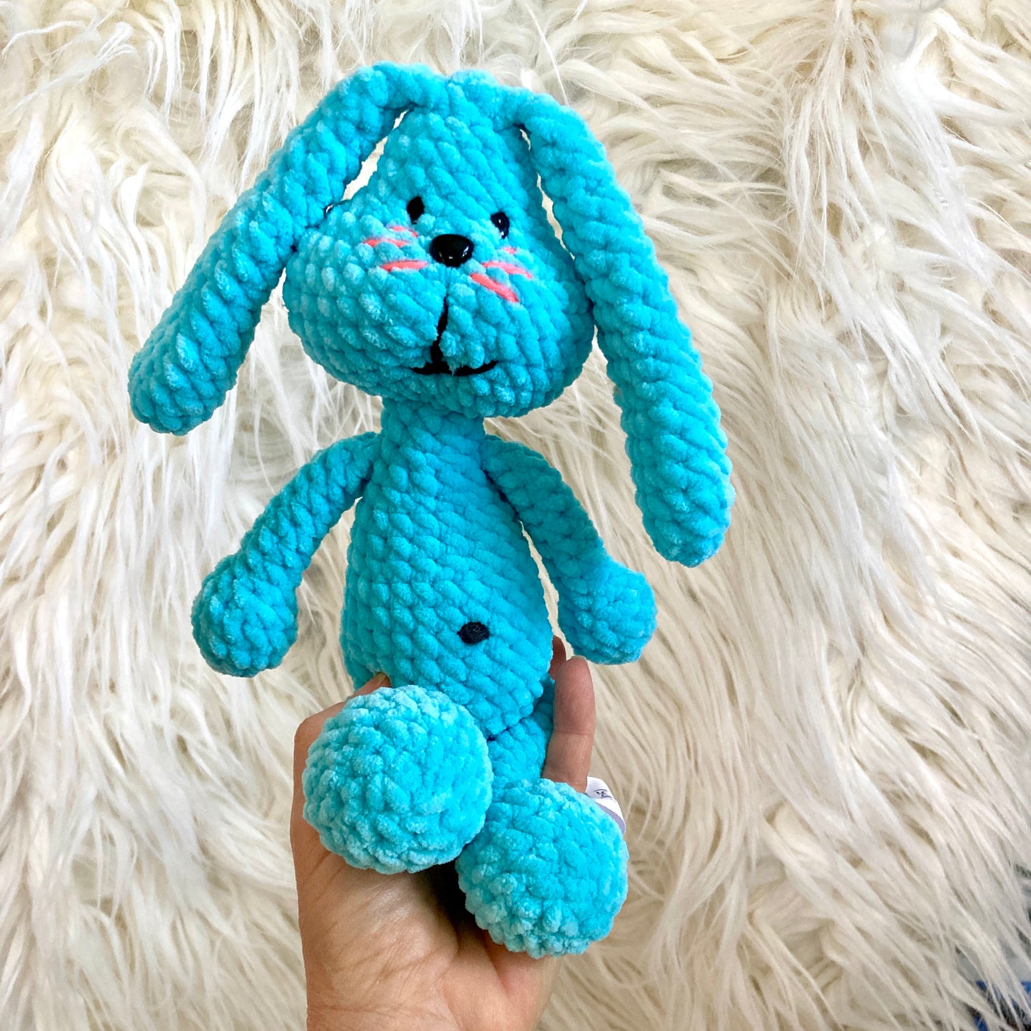 Petit PERLIN PINPIN le lapin hochet - Bleu cyan (#1050-#1051)