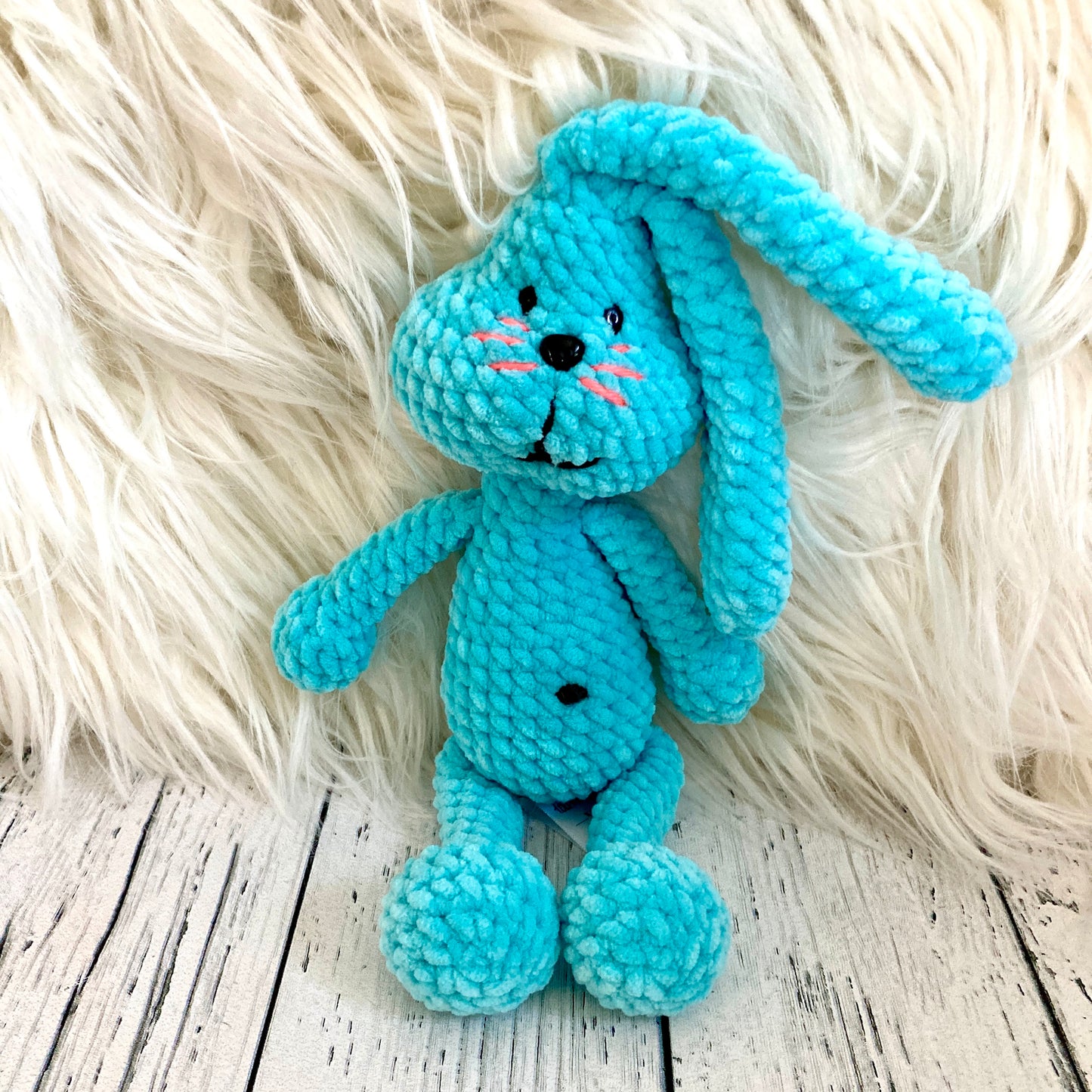 Petit PERLIN PINPIN le lapin hochet - Bleu cyan (#1050-#1051)