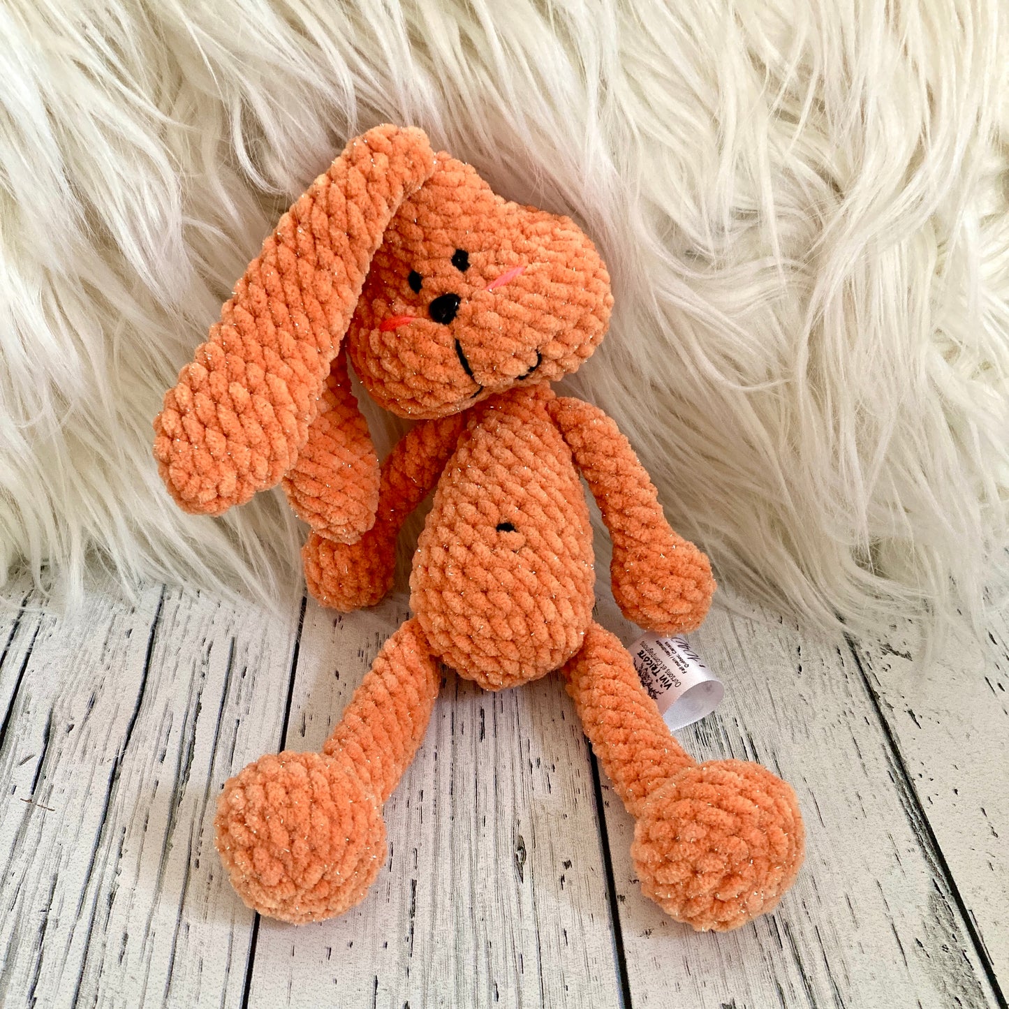 Petit PERLIN PINPIN le lapin hochet - Orange Bling-bling (#1040)