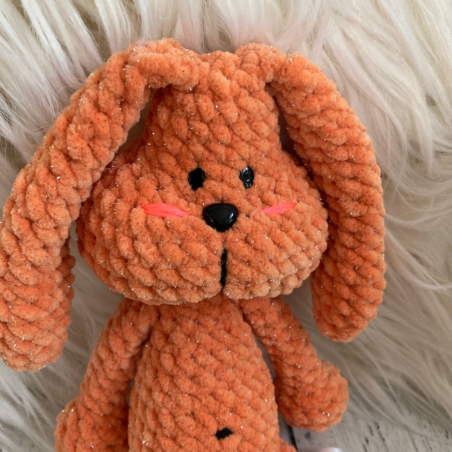 Petit PERLIN PINPIN le lapin hochet - Orange Bling-bling (#1040)