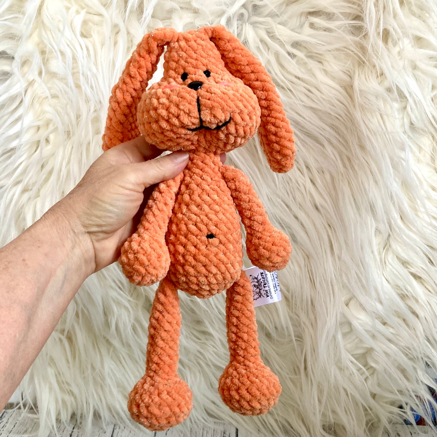 Petit PERLIN PINPIN le lapin hochet - Orange Bling-bling (#1040)