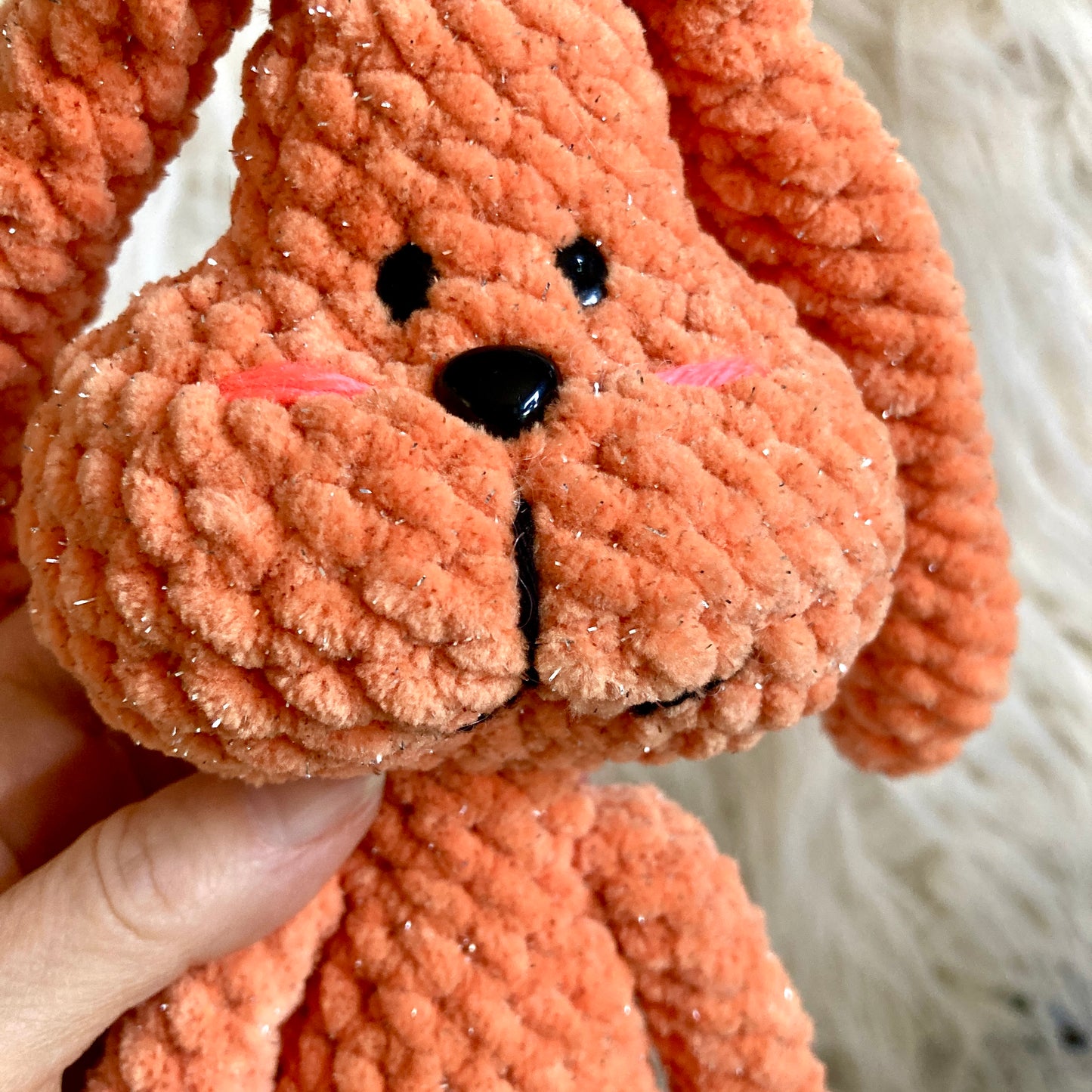 Petit PERLIN PINPIN le lapin hochet - Orange Bling-bling (#1040)