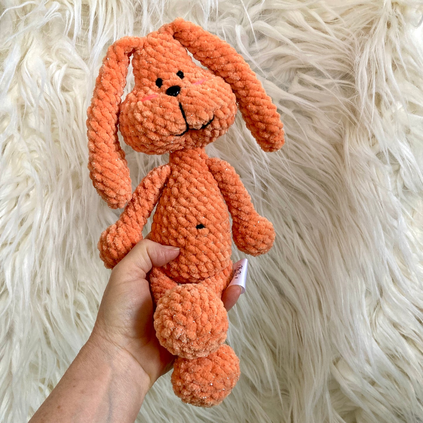 Petit PERLIN PINPIN le lapin hochet - Orange Bling-bling (#1040)