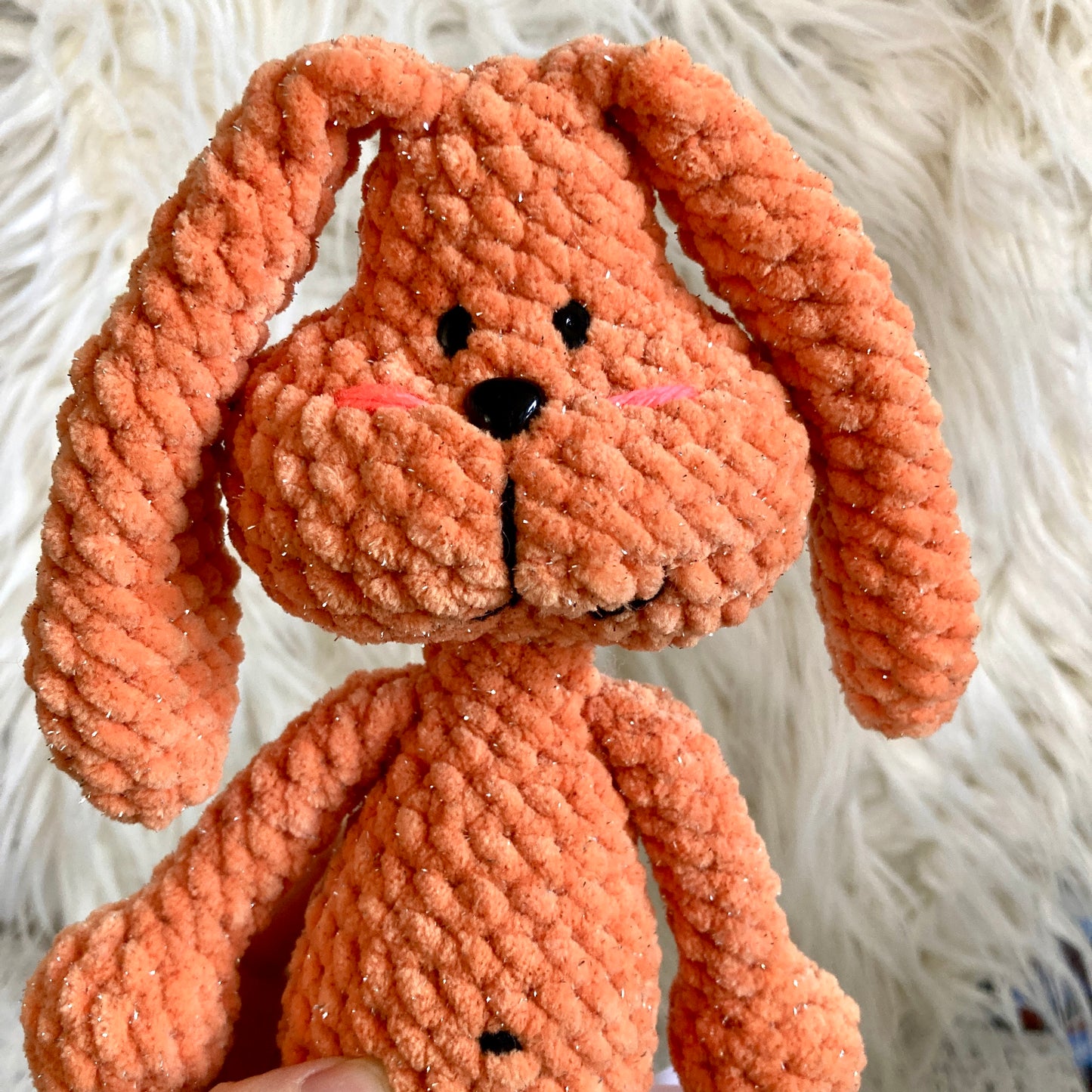 Petit PERLIN PINPIN le lapin hochet - Orange Bling-bling (#1040)