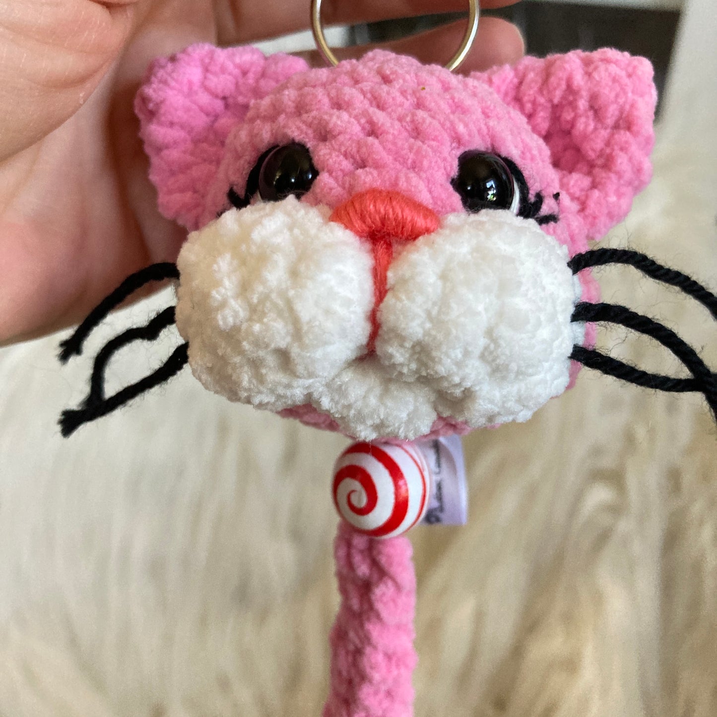 PORTE-CLÉS BONO LE CHATON rose et blanc